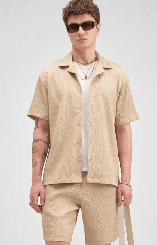 men collared solid co-ord set