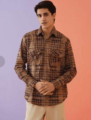 men checkered long sleeve regular fit casual shirt