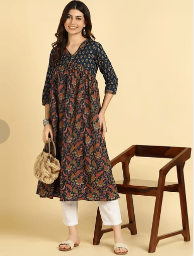 blue rayon straight kurta